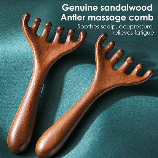 Natural Sandalwood Massage Comb – Six-ClawComb for Scalp, Neck & Facial Relaxation-TRUZENIC