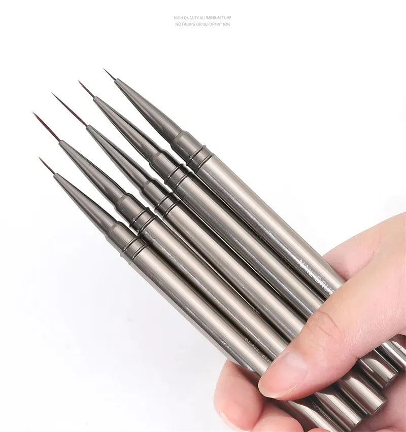 TRUZENIC 5PCS Nail Art Liner Brush Set – Fine Detail Painting & Striping Pens with Metal Handles (6–18mm)