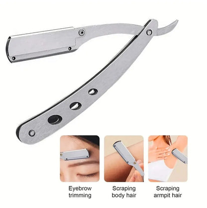 TRUZENIC Professional Straight Edge Razor – Stainless Steel Folding Shaver for Beard and Hair Grooming