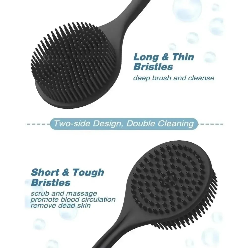 Silicone Back Scrubber Brush – Soft Body Exfoliating Shower Brush with Handle for Bath and Skincare-TRUZENIC