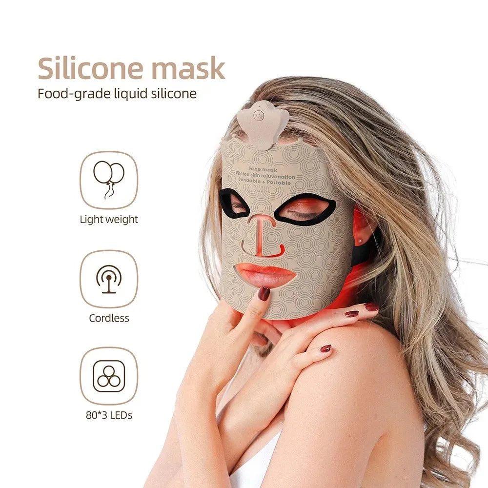 TRUZENIC 7-Color LED Silicone Facial Mask – Wireless Red Light Therapy for Skin Brightening & Care
