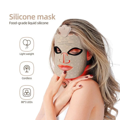 TRUZENIC 7-Color LED Silicone Facial Mask – Wireless Red Light Therapy for Skin Brightening & Care