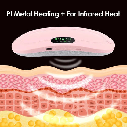 Electric Menstrual Cramp Massager Belt, Vibrating & Heating Pad for Period Pain Relief, Stomach & Abdominal Comfort-TRUZENIC