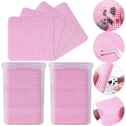 Pink Lint-Free Nail Wipes – 200 Pcs Cotton Pads for UV Gel, Polish Removal & Manicure Cleaning