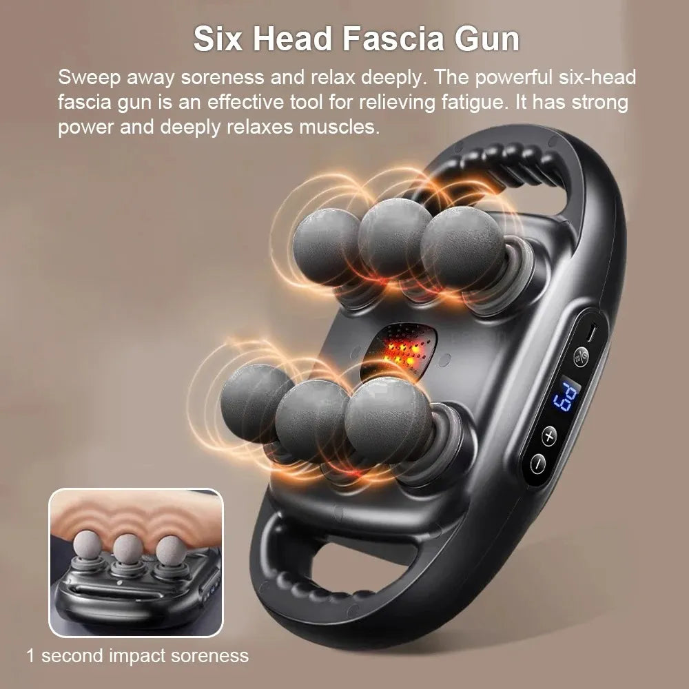 TRUZENIC Professional Fascia Massage Gun – High-Frequency Muscle Massager with 6 Interchangeable Heads