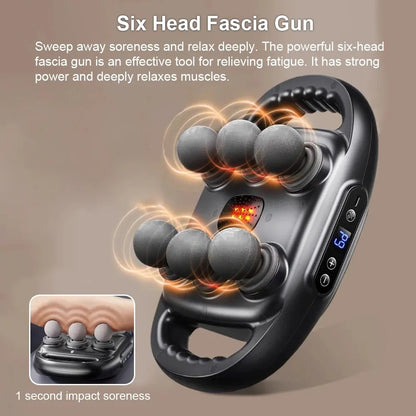 TRUZENIC Professional Fascia Massage Gun – High-Frequency Muscle Massager with 6 Interchangeable Heads