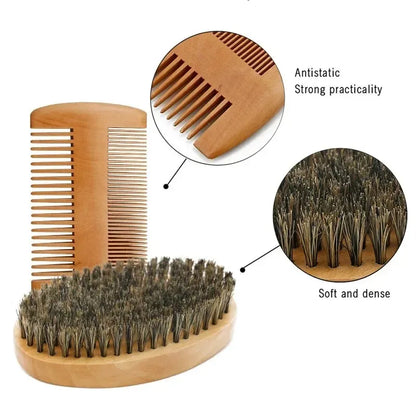 TRUZENIC Men’s Shaving Brush – Portable Boar Bristle Beard Brush for Facial Cleaning and Styling