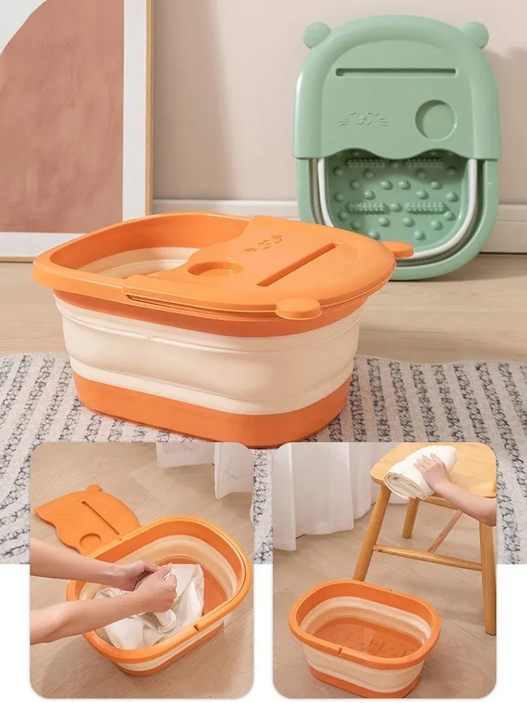Foldable Foot Soaking Basin – Deep Massage Foot Bath with Cover for Home or Dorm Use-TRUZENIC