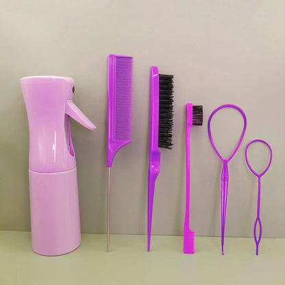 TRUZENIC Toddler Hair Styling Set – Loop Topsy, Ponytail Tools, Braid Comb & Spray Bottle for Kids