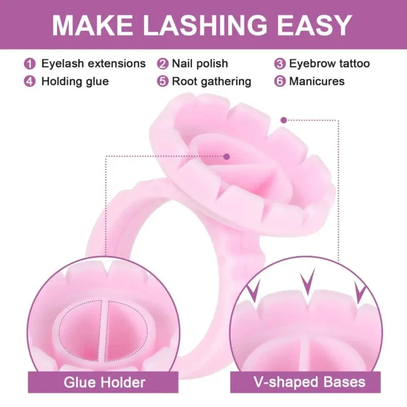TRUZENIC 100-Piece Eyelash Extension Fan Cup Rings – Holder Containers for Glue & Pigment