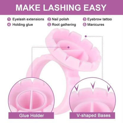 TRUZENIC 100-Piece Eyelash Extension Fan Cup Rings – Holder Containers for Glue & Pigment