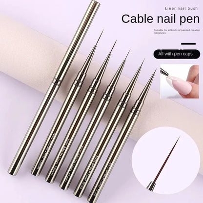 TRUZENIC 5PCS Nail Art Liner Brush Set – Fine Detail Painting & Striping Pens with Metal Handles (6–18mm)