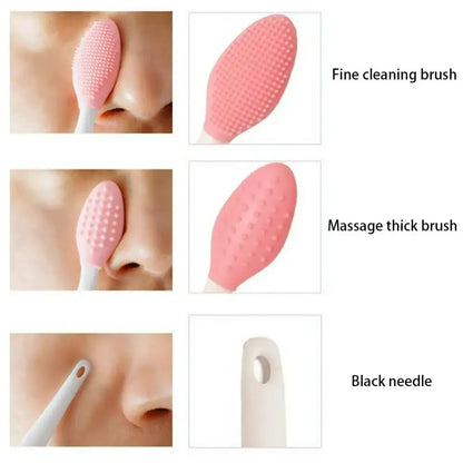 Silicone Face Cleansing Brush – 4 Pcs Gentle Exfoliating Tool with Replacement Head for Nose and Pore Care-TRUZENIC