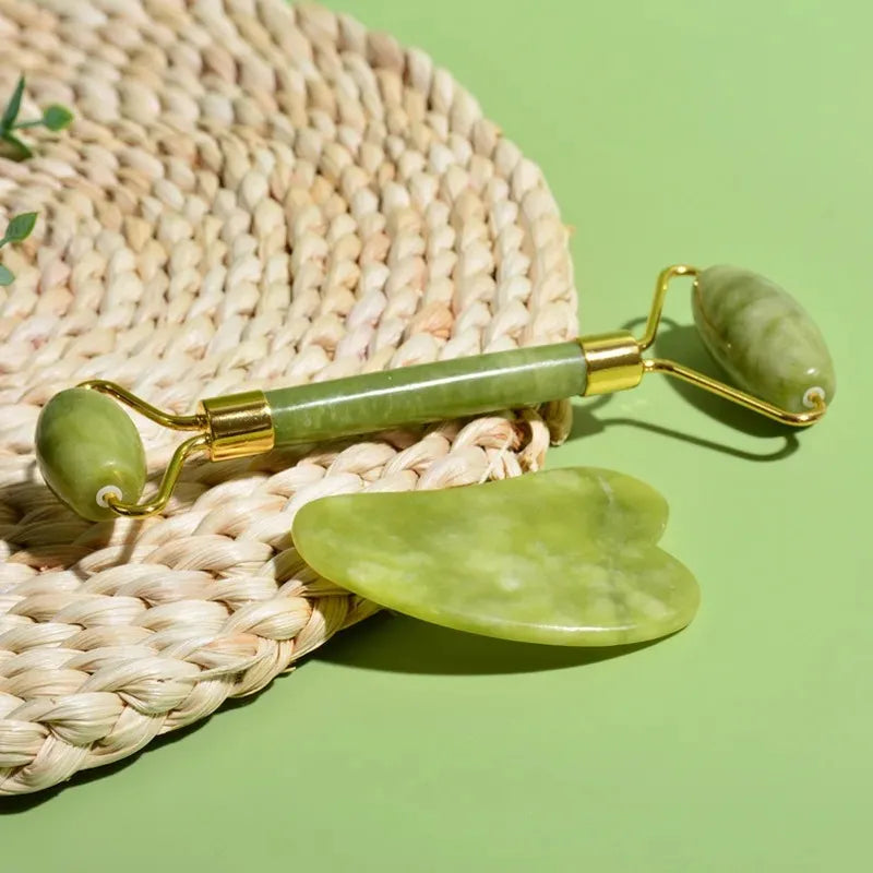 Natural Jade Roller, Double-End Facial Massage Tool for Face, Body, and Foot Care-TRUZENIC