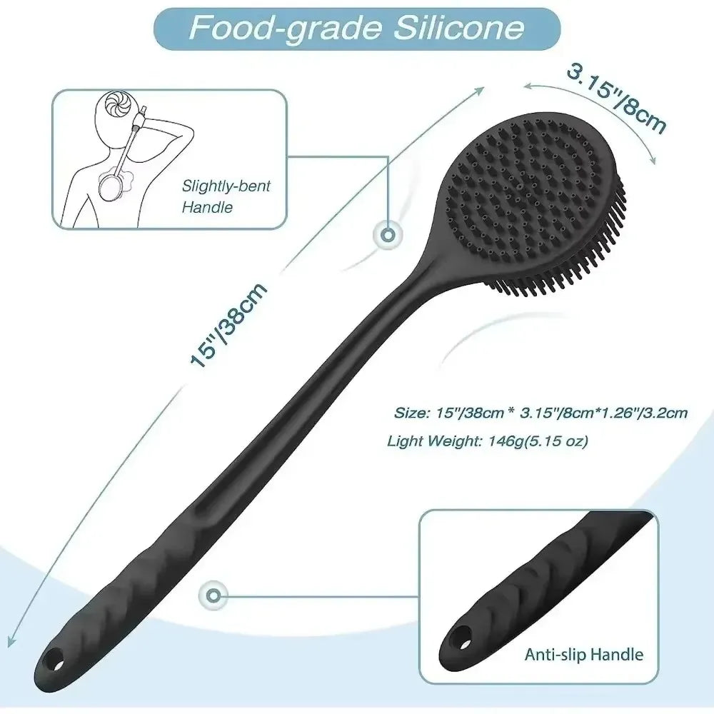 Silicone Back Scrubber Brush – Soft Body Exfoliating Shower Brush with Handle for Bath and Skincare-TRUZENIC
