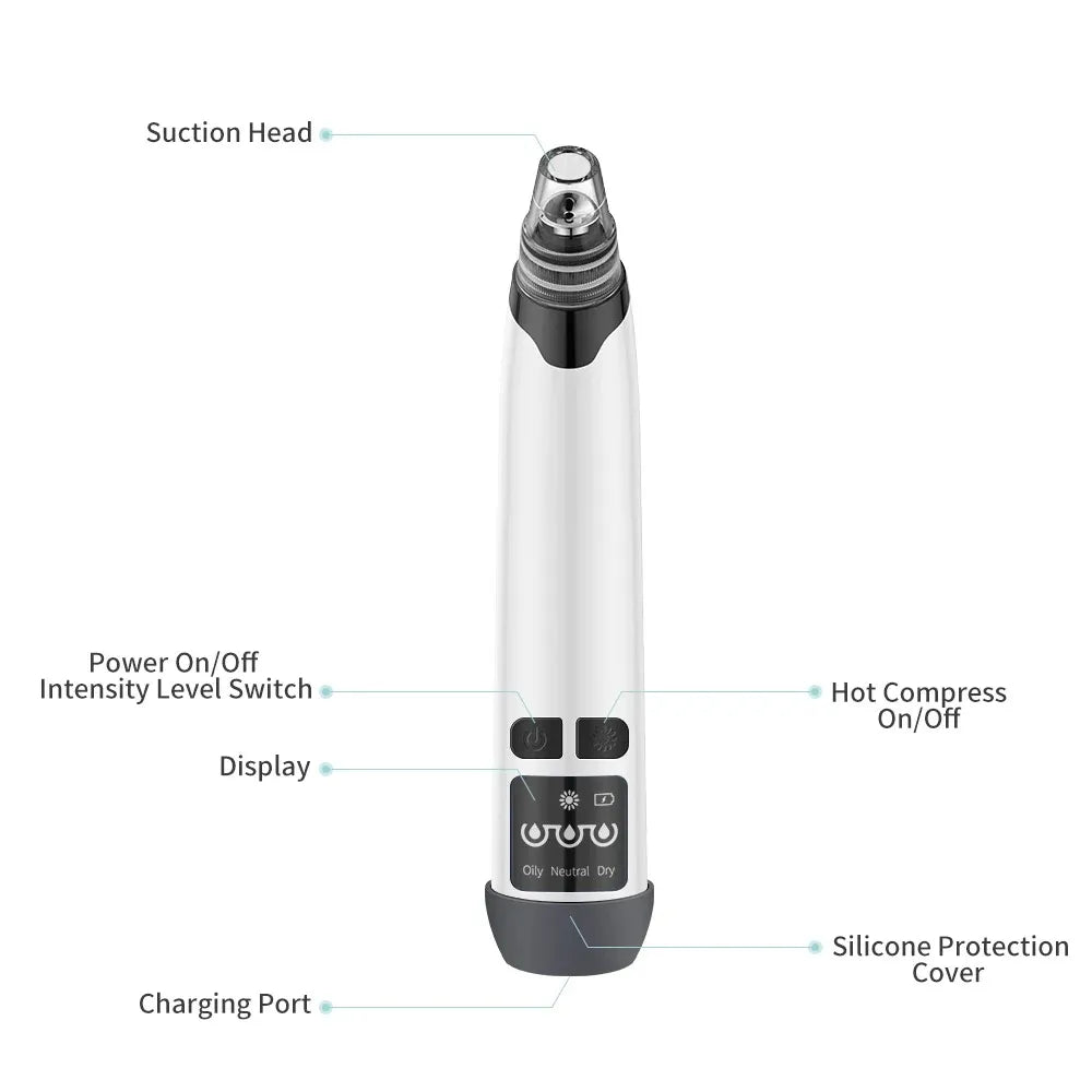 Hot Compress Blackhead Remover – Electric Pore Vacuum Cleaner for Nose & Face, Acne Suction & Deep Cleansing Skincare Device-TRUZENIC