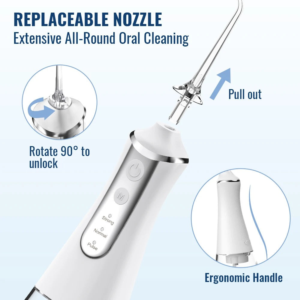 Water Flosser for Teeth, Dental Irrigator with 5 Nozzles, 3 Cleaning Modes-TRUZENIC