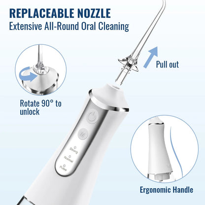 Water Flosser for Teeth, Dental Irrigator with 5 Nozzles, 3 Cleaning Modes-TRUZENIC