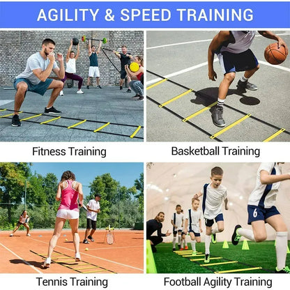 Agility Ladder with Adjustable Nylon Straps – Speed and Footwork Training Equipment for Sports and Fitness-TRUZENIC