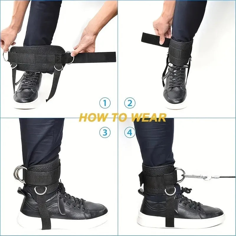 Padded Ankle Straps for Cable Machines – Double D-Ring Ankle Cuffs for Gym Leg Workouts and Kickbacks-TRUZENIC
