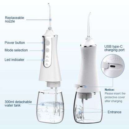Water Flosser for Teeth, Dental Irrigator with 5 Nozzles, 3 Cleaning Modes-TRUZENIC