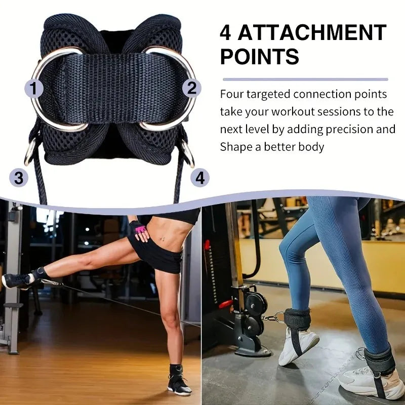 Padded Ankle Straps for Cable Machines – Double D-Ring Ankle Cuffs for Gym Leg Workouts and Kickbacks-TRUZENIC