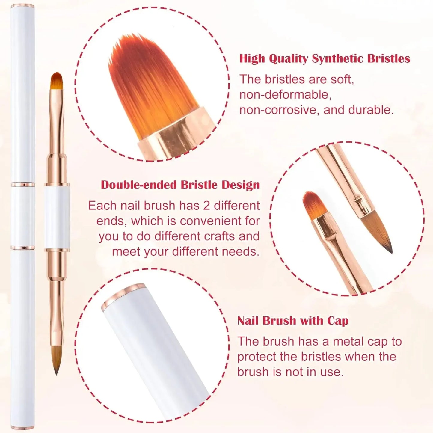 TRUZENIC 5PCS Double-Ended Nail Art Brush Set – Professional Gel Polish Painting Tools for DIY