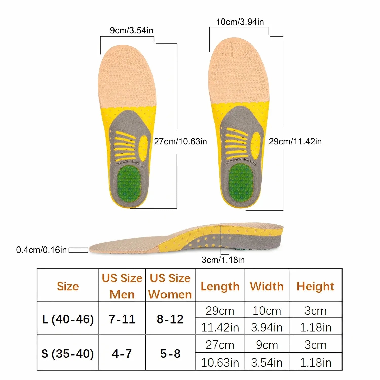 Orthopedic Insoles for Flat Feet, Arch Support Shoe Inserts for Plantar Fasciitis & Foot Pain Relief-TRUZENIC