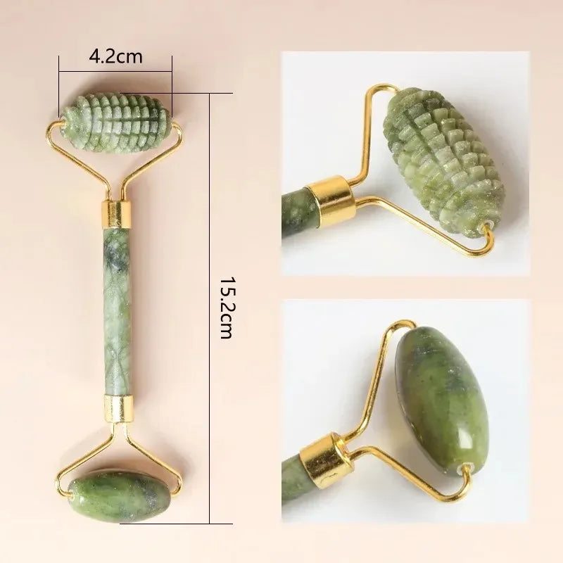 Natural Jade Roller, Double-End Facial Massage Tool for Face, Body, and Foot Care-TRUZENIC
