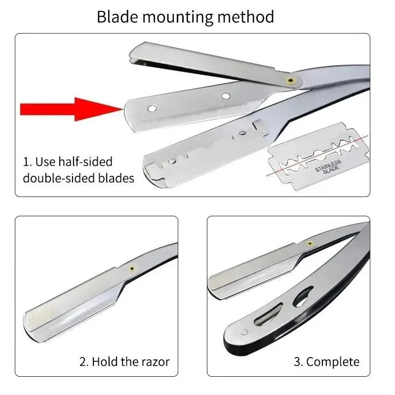 TRUZENIC Professional Straight Edge Razor – Stainless Steel Folding Shaver for Beard and Hair Grooming