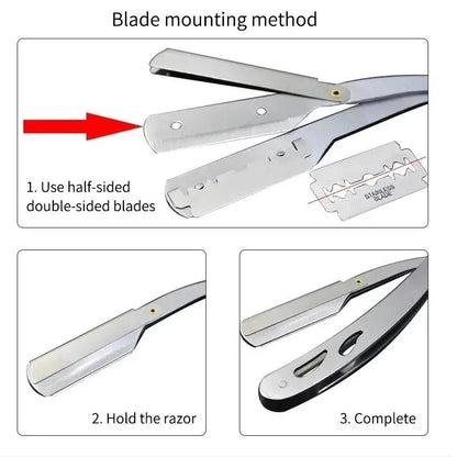 TRUZENIC Professional Straight Edge Razor – Stainless Steel Folding Shaver for Beard and Hair Grooming