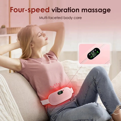 Electric Menstrual Cramp Massager Belt, Vibrating & Heating Pad for Period Pain Relief, Stomach & Abdominal Comfort-TRUZENIC