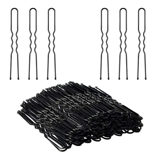 100PCS U-Shaped Black Wave Bobby Pins – Hair Clips for All Hair Types, 5/6/7CM
