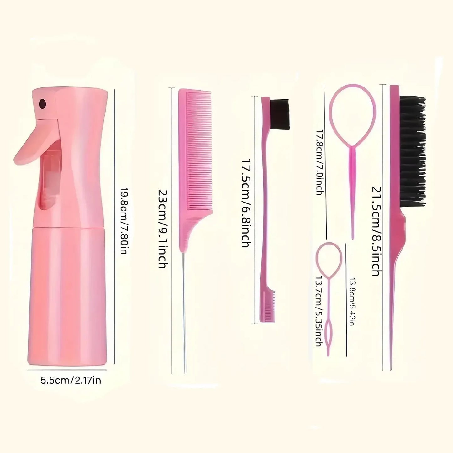 TRUZENIC Toddler Hair Styling Set – Loop Topsy, Ponytail Tools, Braid Comb & Spray Bottle for Kids
