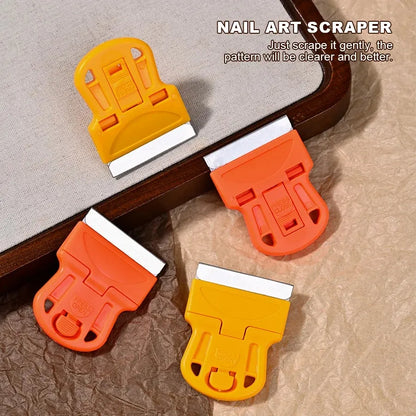 TRUZENIC Nail Art Scraper & French Manicure Stamp Set – Removable Cleaning Shovel & Glue Stickers Tool