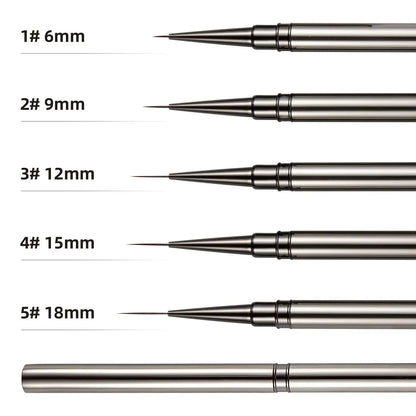 TRUZENIC 5PCS Nail Art Liner Brush Set – Fine Detail Painting & Striping Pens with Metal Handles (6–18mm)