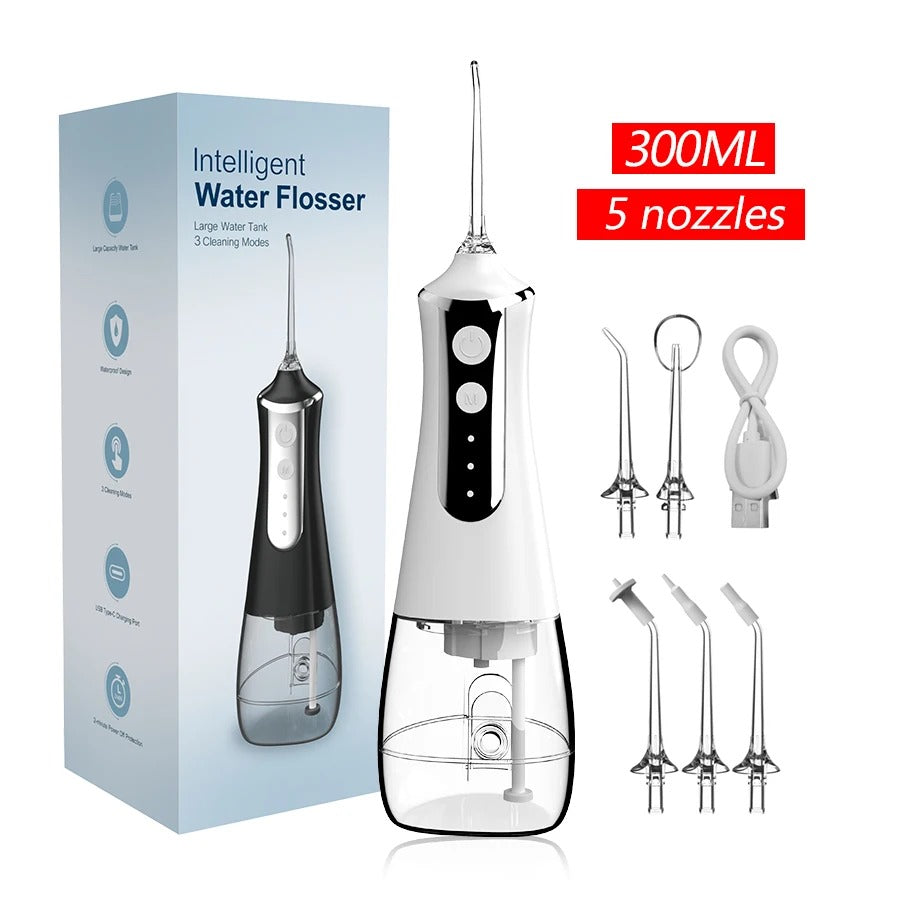 Water Flosser for Teeth, Dental Irrigator with 5 Nozzles, 3 Cleaning Modes-TRUZENIC
