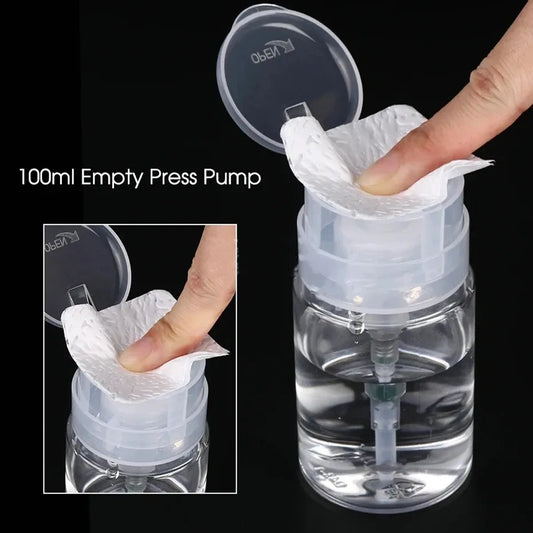 TRUZENIC 100ml Refillable Pump Bottles – Empty Dispenser for Nail Polish Remover & Manicure Tools