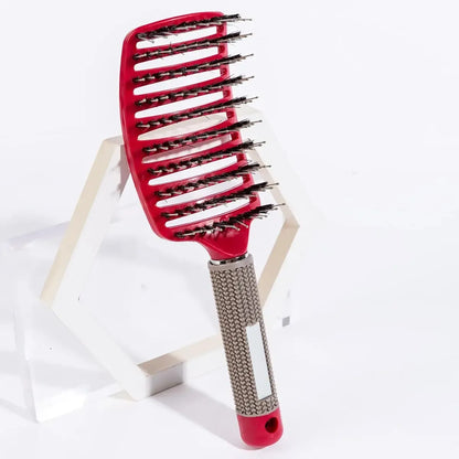 Boar Bristle Hair Brush – Detangling Scalp Massage Comb for Wet or Curly Hair, Women’s Styling Tool-TRUZENIC