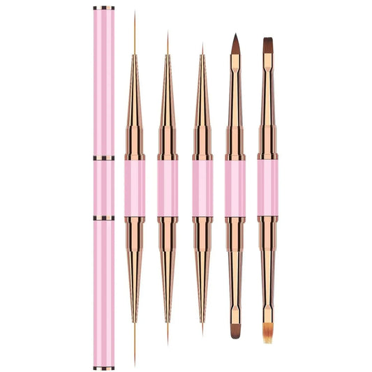 TRUZENIC 5PCS Double-Ended Nail Art Brush Set – Professional Gel Polish Painting Tools for DIY