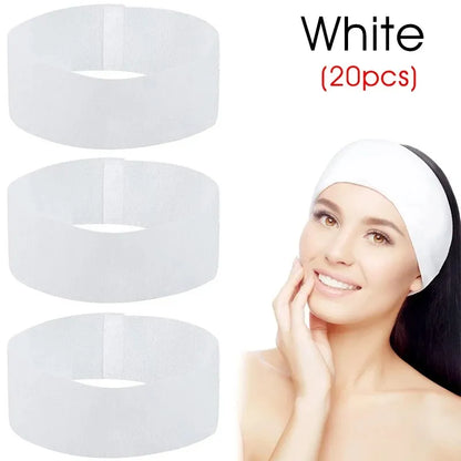 Disposable Facial Headbands – 10/50/100PCS Non-Woven Soft Wraps for Spa, Skincare, and Salon Use-TRUZENIC