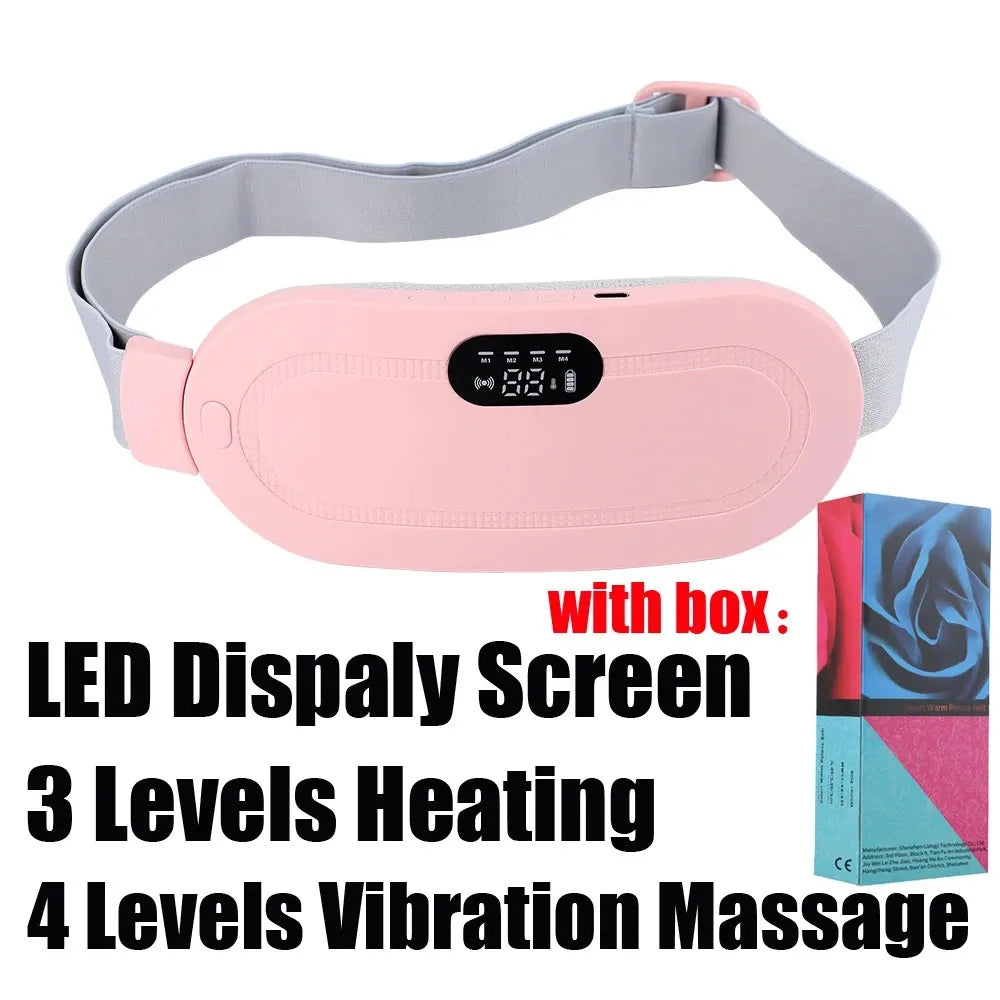 Electric Menstrual Cramp Massager Belt, Vibrating & Heating Pad for Period Pain Relief, Stomach & Abdominal Comfort-TRUZENIC