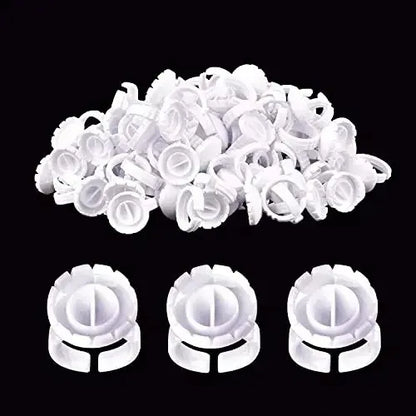 TRUZENIC 100-Piece Eyelash Extension Fan Cup Rings – Holder Containers for Glue & Pigment