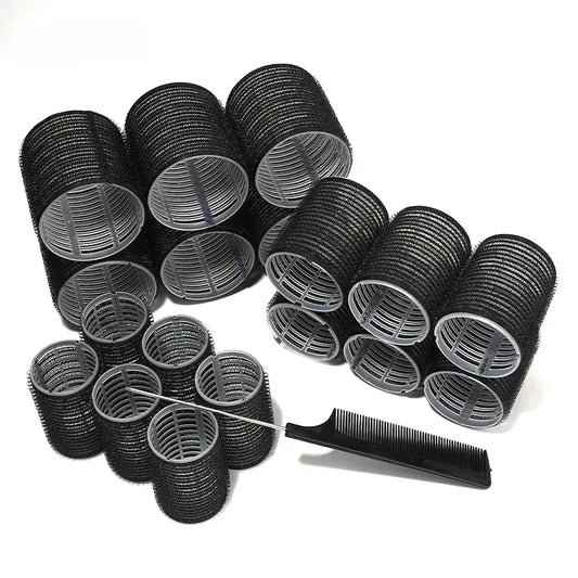 TRUZENIC 28-Piece Hair Roller Set – 18 Self-Grip Curlers & 10 Metal Clips, 3 Sizes for DIY Styling