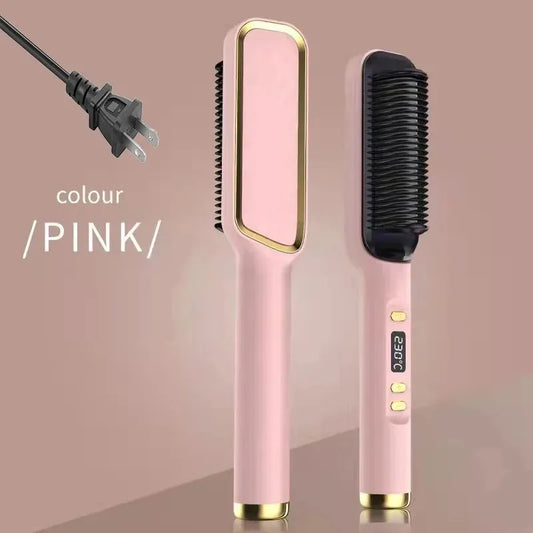 Electric Hot Comb Hair Straightening Brush – Anti-Scald, Negative Ion Straightener & Styling Tool